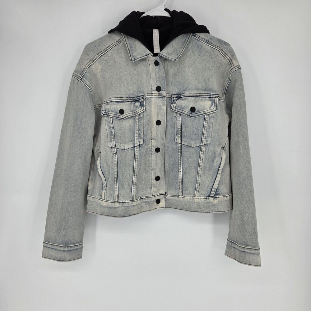 Athleta Womens Double Time 3-in-1 Denim Jacket Removable Hooded Vest Medium